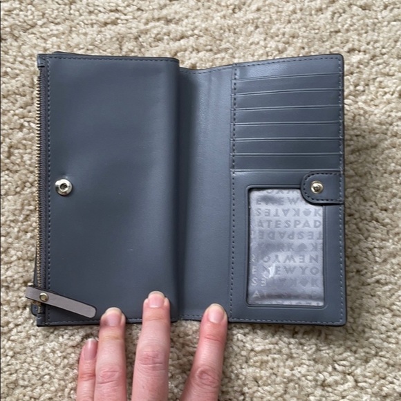 kate spade leather wallet gray/taupe - Picture 3 of 4
